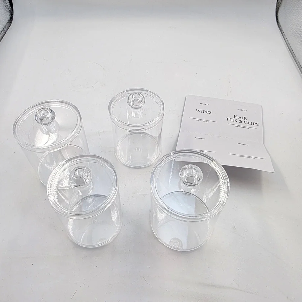 MHDCLY 4 Pack Bathroom Organizer Clear Apothecary Jars Vanity Storage L4